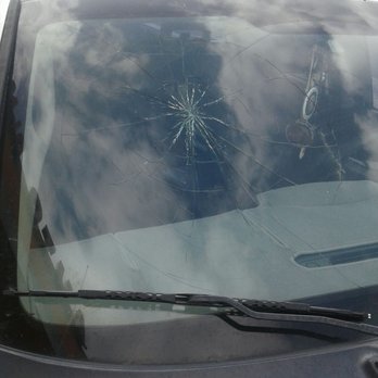 Shattered windshield before repair